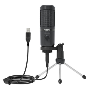 Maono USB Microphone with Mic Gain Control with Tripod Desk Stand