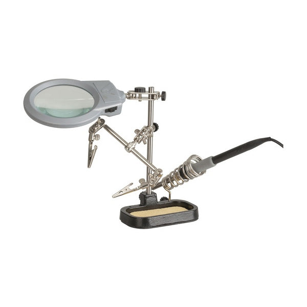 DURATECH PCB holder with LED Magnifier and Soldering Iron Stand