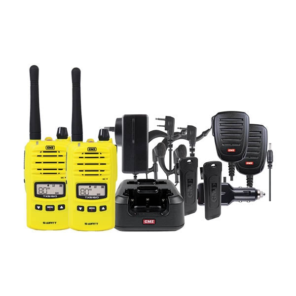 GME TX6160YTP 5 Watt UHF CB Yellow Handheld Radio - Twin Pack